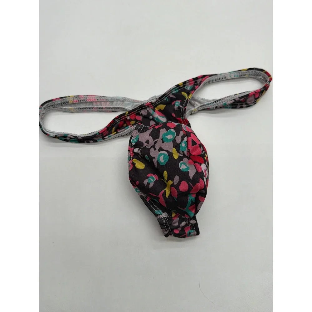 Mens Floral Print Low Rise Contour Pouch Thong T-Back Underwear Multi-Color